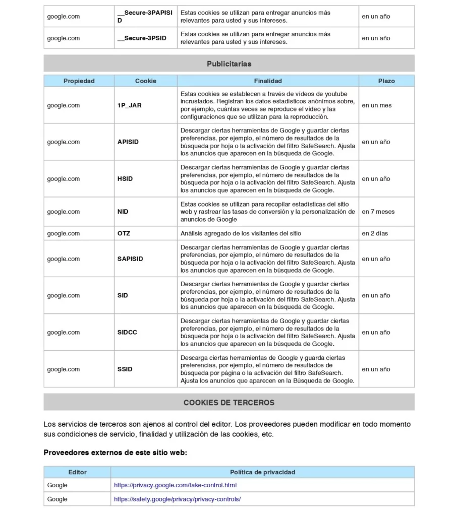 informacion cookies 2